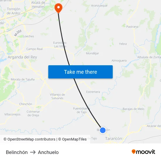 Belinchón to Anchuelo map