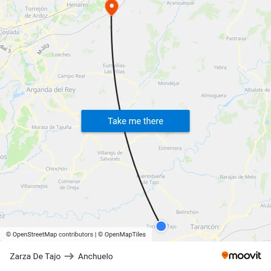 Zarza De Tajo to Anchuelo map