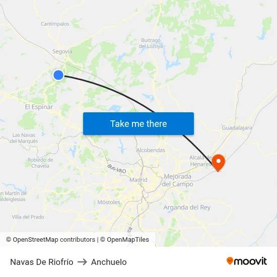 Navas De Riofrío to Anchuelo map