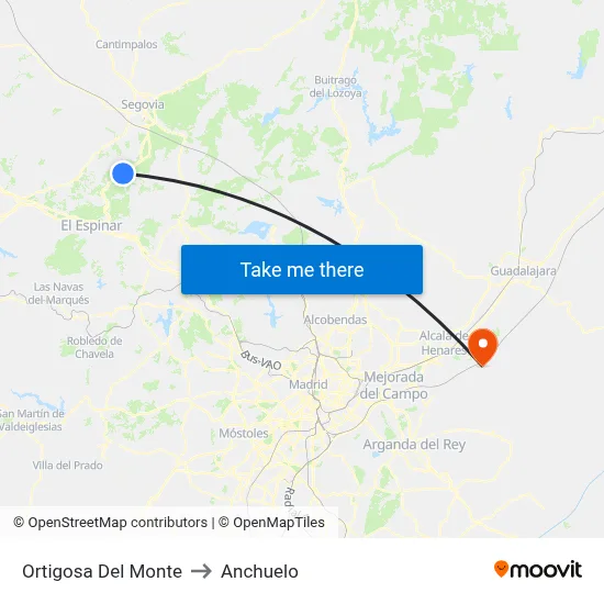 Ortigosa Del Monte to Anchuelo map