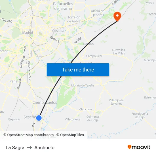 La Sagra to Anchuelo map