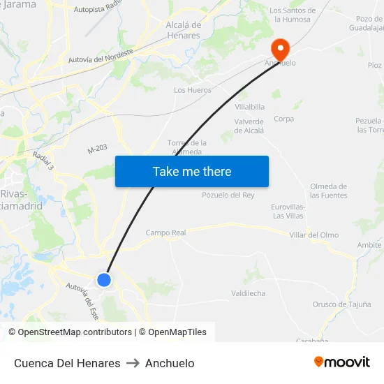 Cuenca Del Henares to Anchuelo map