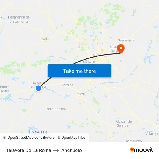 Talavera De La Reina to Anchuelo map