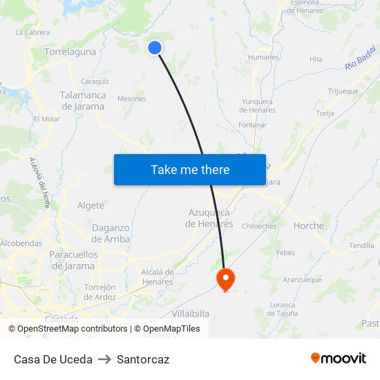 Casa De Uceda to Santorcaz map