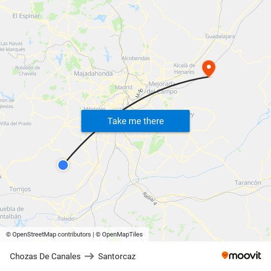 Chozas De Canales to Santorcaz map