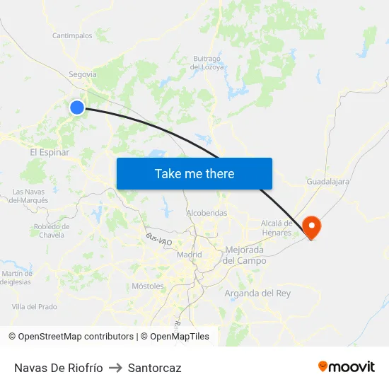Navas De Riofrío to Santorcaz map