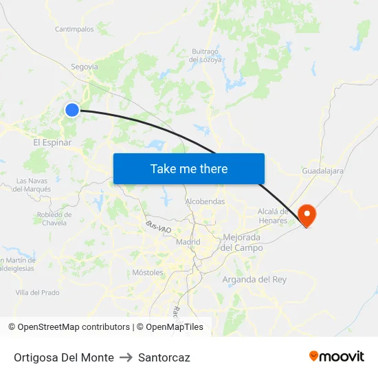 Ortigosa Del Monte to Santorcaz map