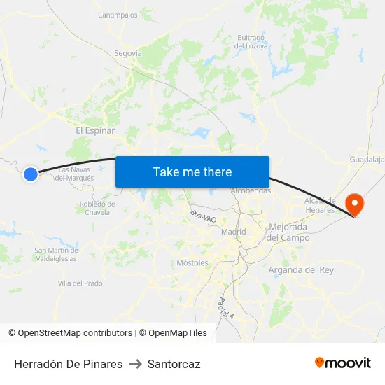 Herradón De Pinares to Santorcaz map