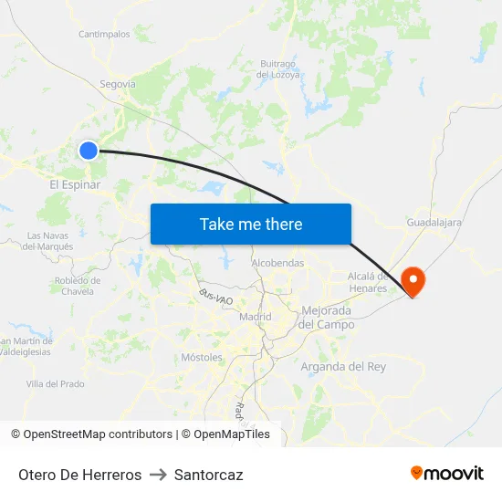 Otero De Herreros to Santorcaz map