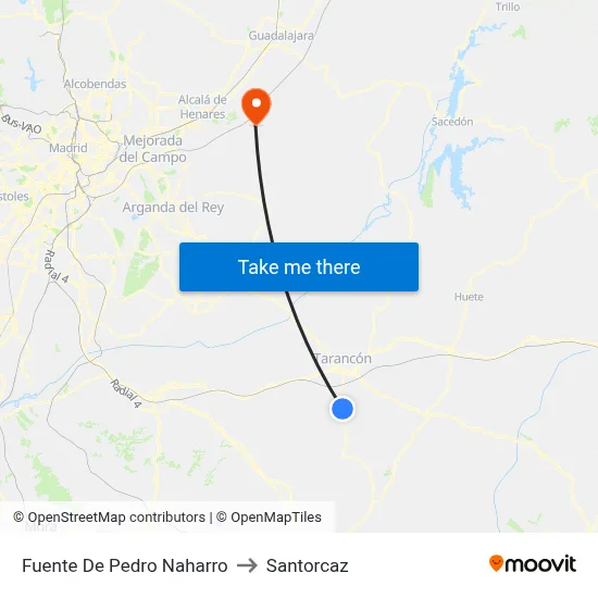Fuente De Pedro Naharro to Santorcaz map