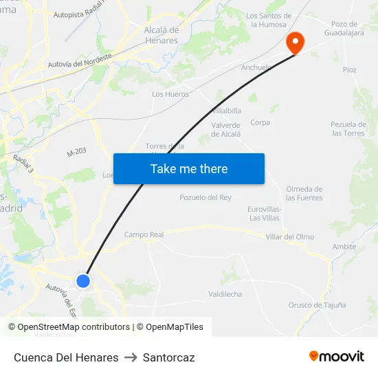 Cuenca Del Henares to Santorcaz map