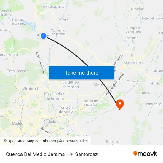 Cuenca Del Medio Jarama to Santorcaz map