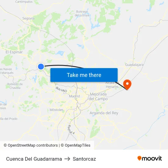 Cuenca Del Guadarrama to Santorcaz map