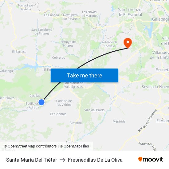 Santa María Del Tiétar to Fresnedillas De La Oliva map