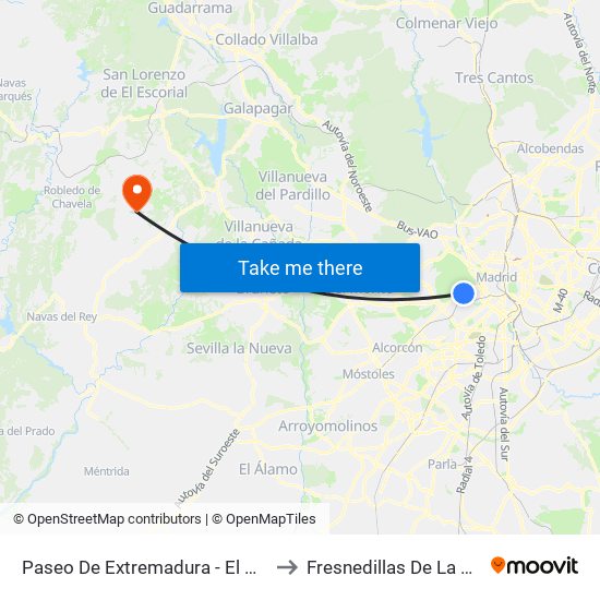 Paseo De Extremadura - El Greco to Fresnedillas De La Oliva map