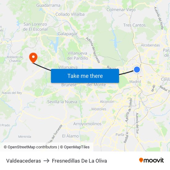 Valdeacederas to Fresnedillas De La Oliva map