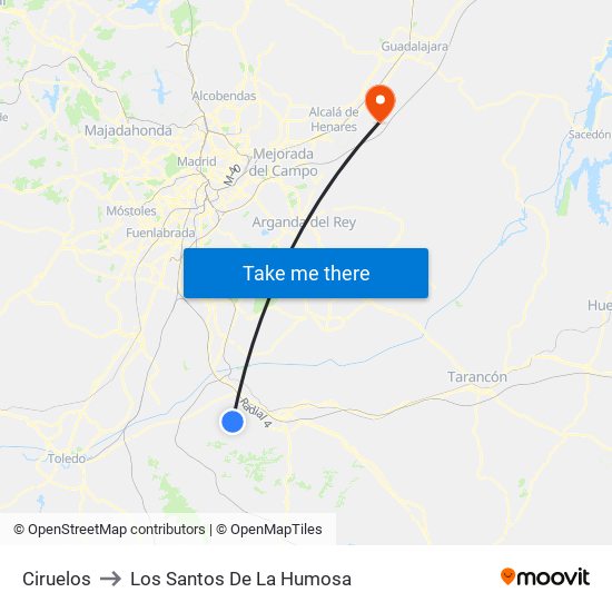 Ciruelos to Los Santos De La Humosa map