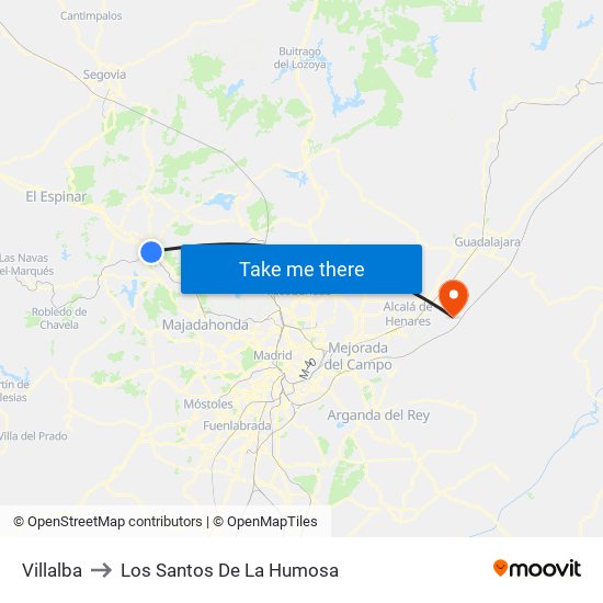 Villalba to Los Santos De La Humosa map