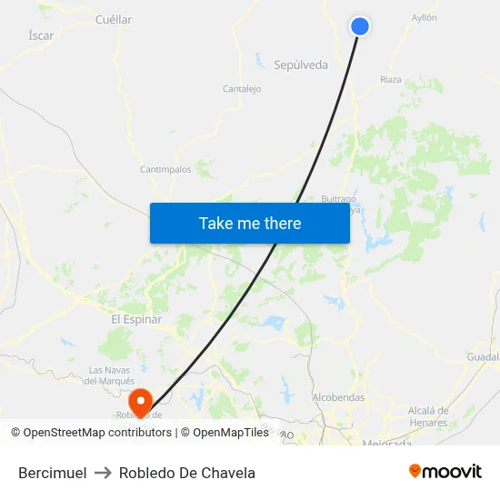 Bercimuel to Robledo De Chavela map