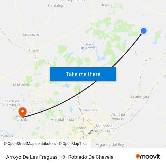 Arroyo De Las Fraguas to Robledo De Chavela map