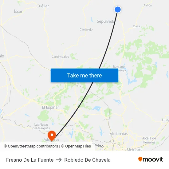 Fresno De La Fuente to Robledo De Chavela map
