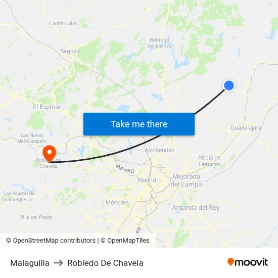 Malaguilla to Robledo De Chavela map
