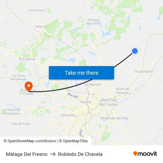 Málaga Del Fresno to Robledo De Chavela map