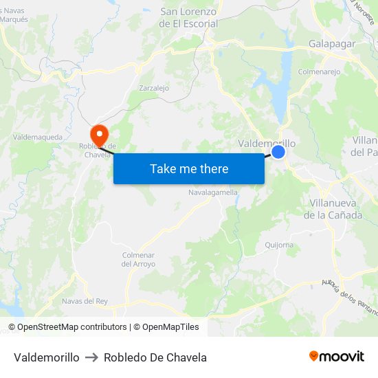 Valdemorillo to Robledo De Chavela map