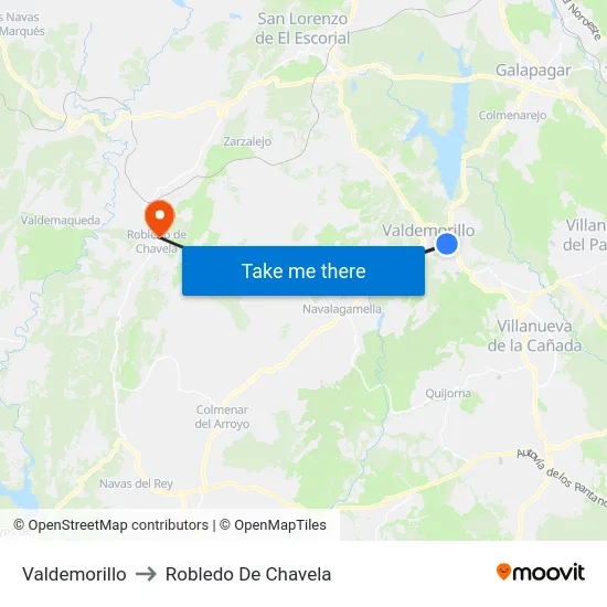 Valdemorillo to Robledo De Chavela map