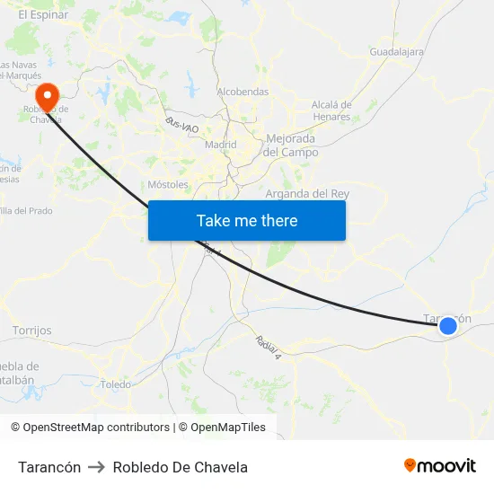Tarancón to Robledo De Chavela map