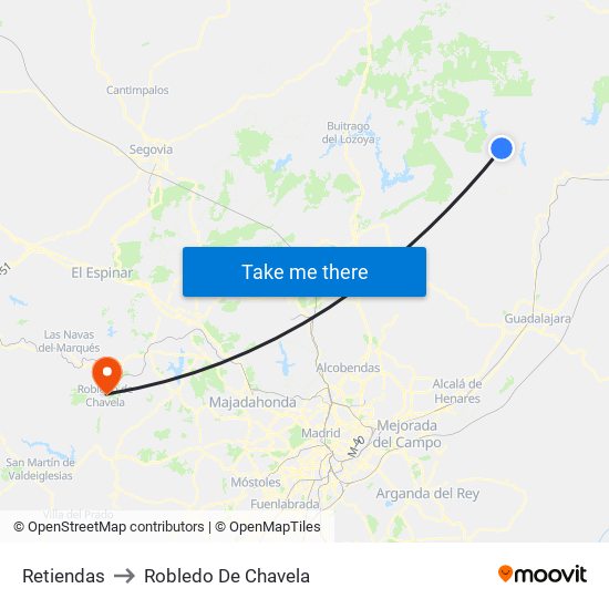 Retiendas to Robledo De Chavela map