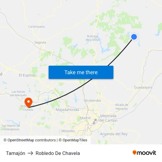 Tamajón to Robledo De Chavela map