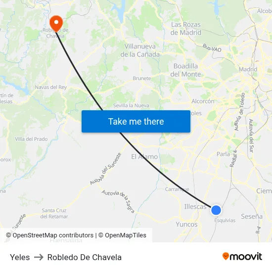 Yeles to Robledo De Chavela map