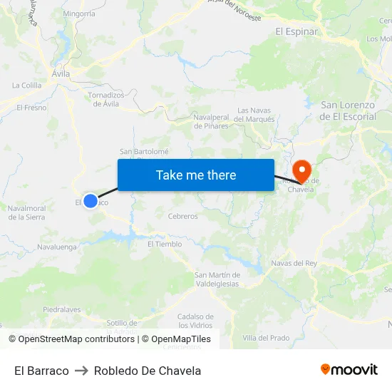 El Barraco to Robledo De Chavela map