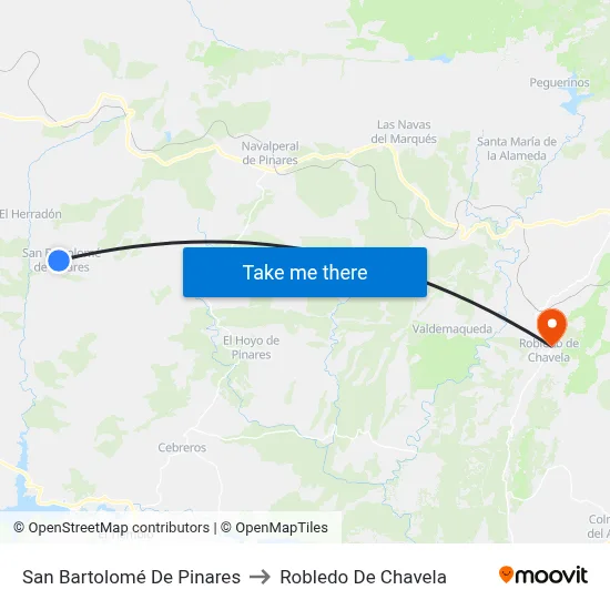 San Bartolomé De Pinares to Robledo De Chavela map
