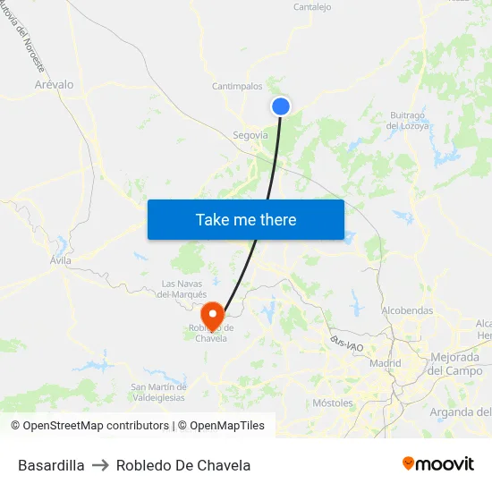 Basardilla to Robledo De Chavela map