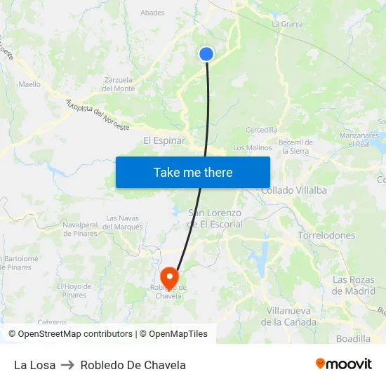 La Losa to Robledo De Chavela map