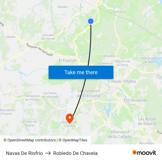 Navas De Riofrío to Robledo De Chavela map