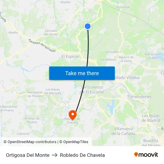 Ortigosa Del Monte to Robledo De Chavela map