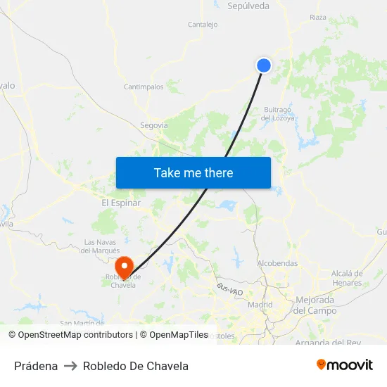 Prádena to Robledo De Chavela map