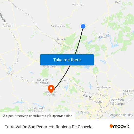 Torre Val De San Pedro to Robledo De Chavela map