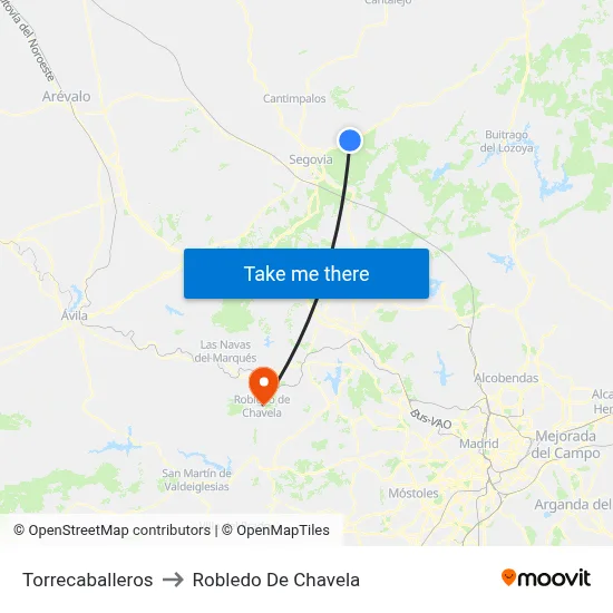 Torrecaballeros to Robledo De Chavela map