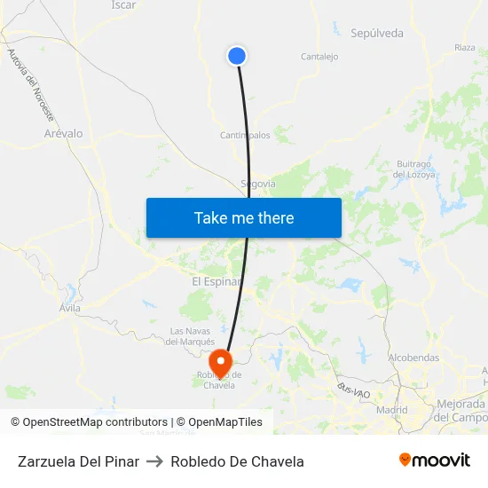 Zarzuela Del Pinar to Robledo De Chavela map