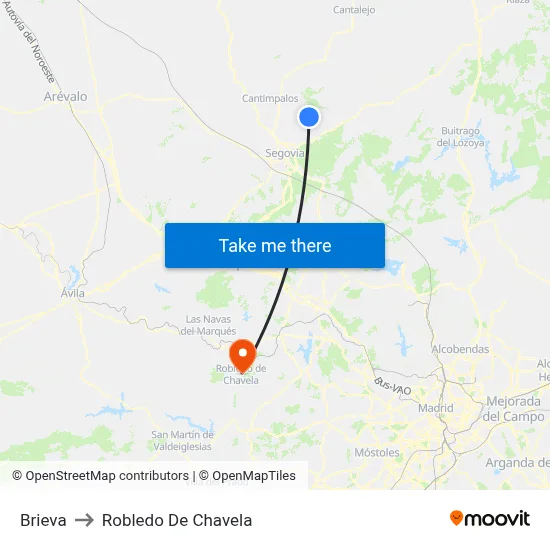 Brieva to Robledo De Chavela map