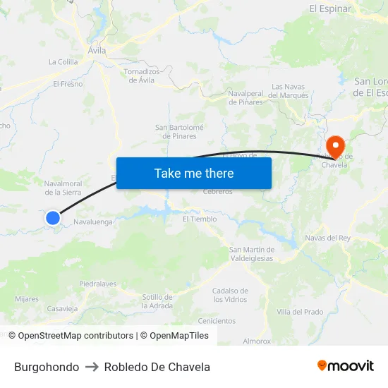Burgohondo to Robledo De Chavela map