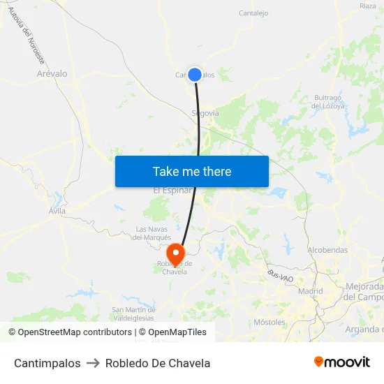 Cantimpalos to Robledo De Chavela map