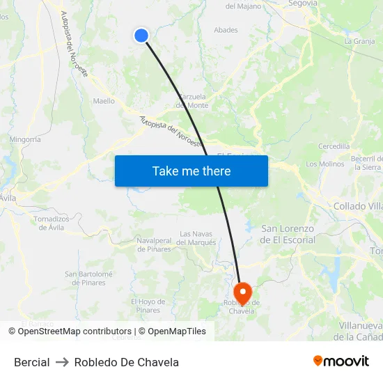 Bercial to Robledo De Chavela map