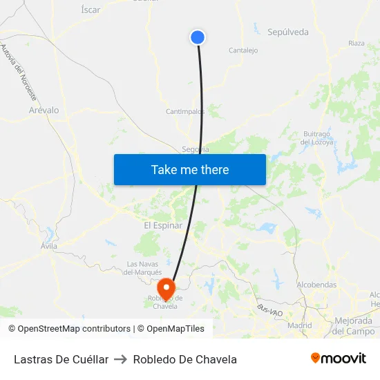 Lastras De Cuéllar to Robledo De Chavela map