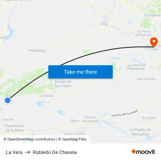 La Vera to Robledo De Chavela map