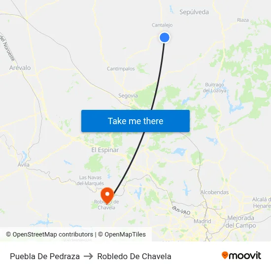 Puebla De Pedraza to Robledo De Chavela map